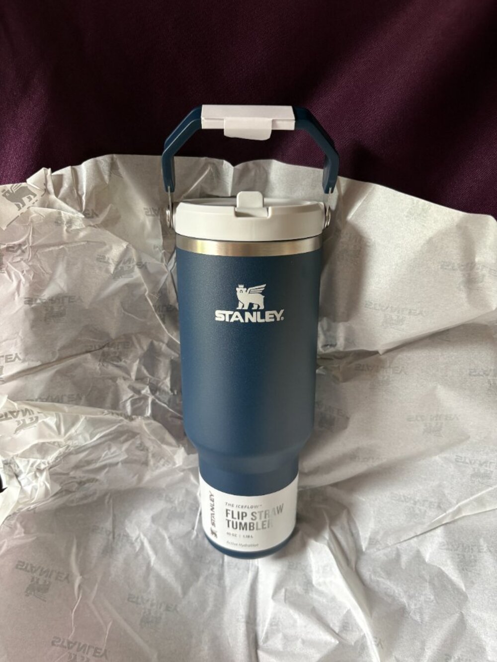 Stanley IceFlow Flip Straw Tumbler 40 oz Dark Navy Insulated NEW - Picture 2 of 8